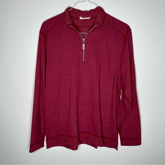 Tommy‎ Bahama Small Crimson Reversible 1/4 Zip Top Size Small - Picture 3 of 10